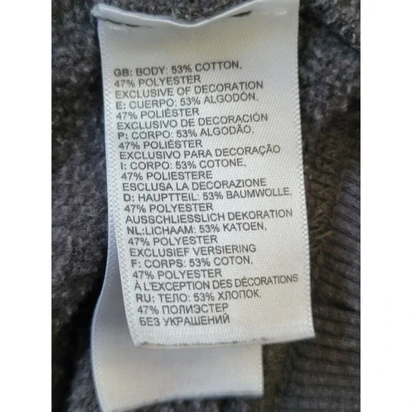 The North Face Hoodie Gray Spellout Logo Men's Pullover Sweatshirt Pockets XL - Picture 7 of 8